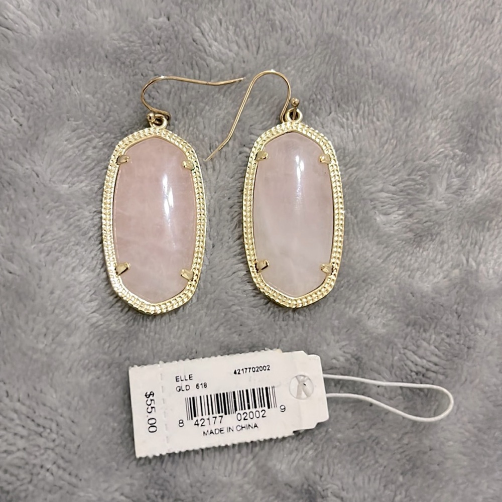 Kendra Scott Elle Drop Earrings In Rose Quartz / Gold
